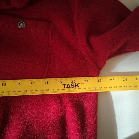 Weekend Zone Ladies Size Medium Red Button Front & Cuffs Fleece Jacket - Picture 6 of 10
